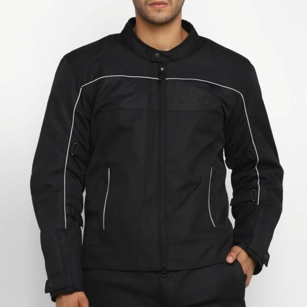 Royal Enfield Textile Waterproof Riding Motorcycle Reflective Jacket - Black